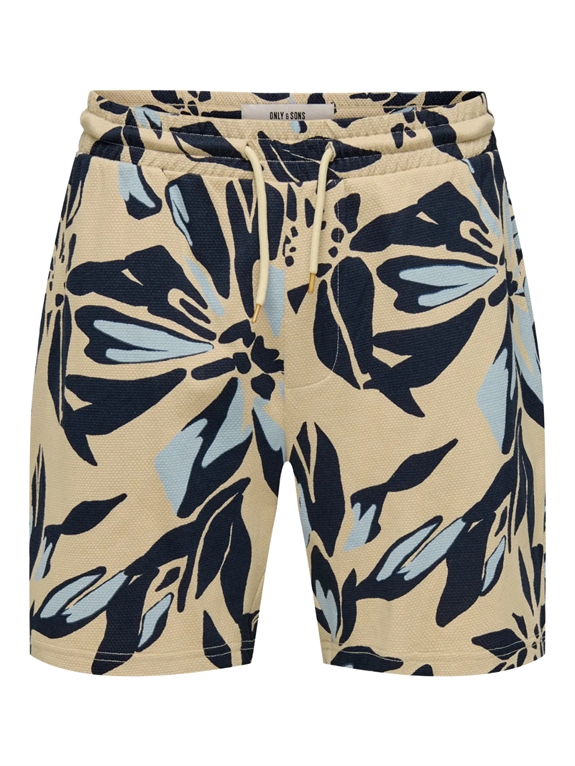 ONLY & SONS Piero RLX AOP Shorts - Dried Sage/Cloud Dancer